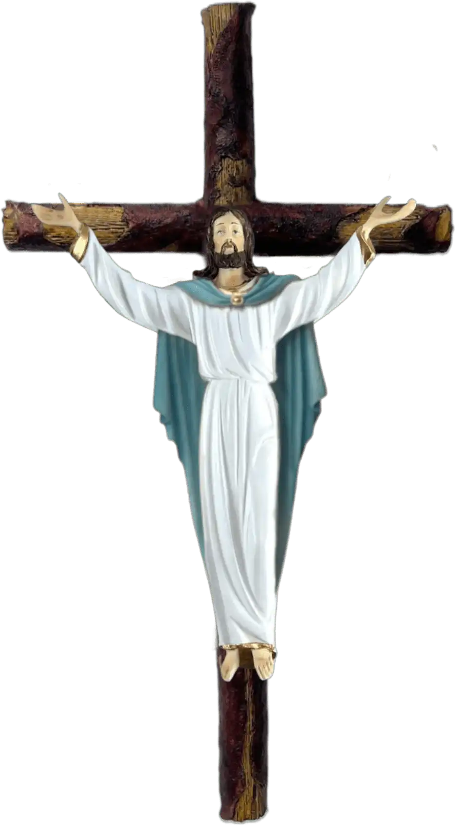 figura resina de resucitado en cruz