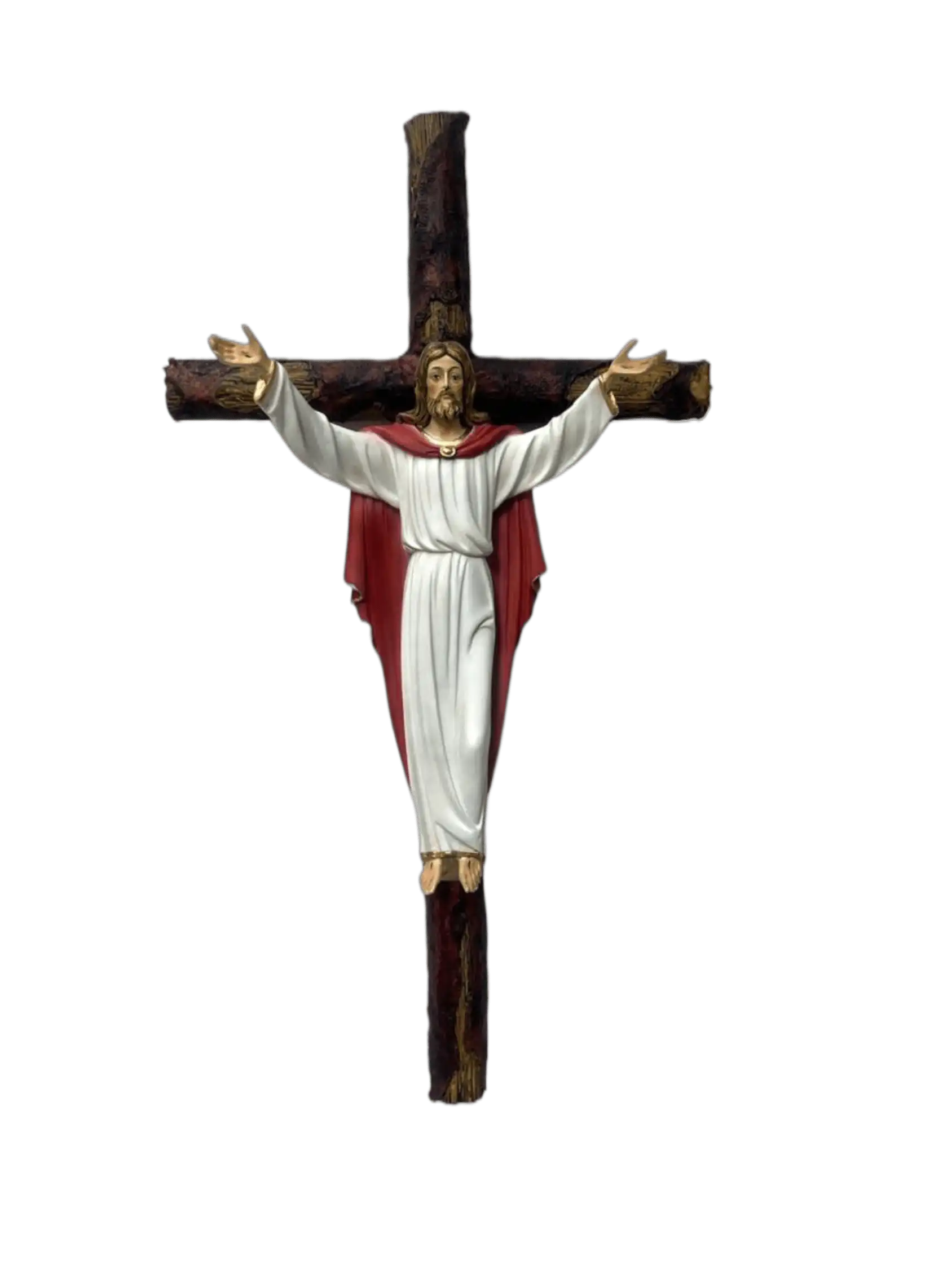 figura en resina Jesús resucitado en cruz