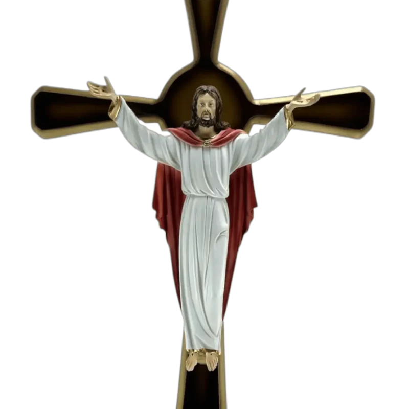 Jesús resucitado en cruz resina